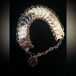 Vintage Queen Elizabeth the Second  Silver Coin Bracelet